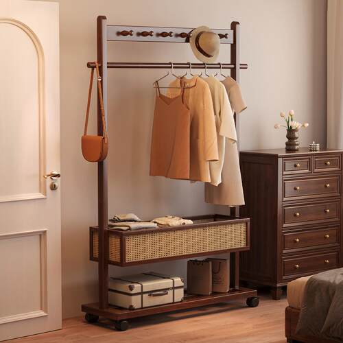卧室落地挂衣架不占空间整理收纳一体置物架家用可移动立式衣帽架