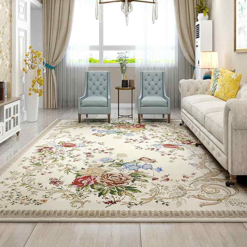 正品欧式简约厅地毯美式乡村洗几卧室床边毯茶家用编织可机进客门