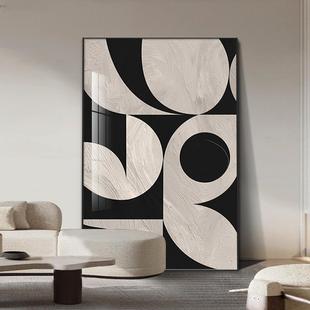 侘寂风装饰画黑白抽象几何肌理大芬油画村落地画沙发背景墙挂画