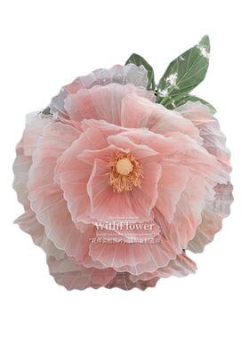 巨型牡丹真丝端手工花纱艺花缎面大型花朵美陈商场道具花婚庆