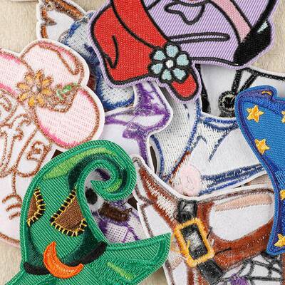 跨境时尚个性绣花标创意刺绣贴西部牛仔靴子帽子补丁贴patch布贴