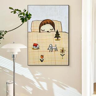 奈良美智儿童房床头墙画博物馆限定海报Dream Time装饰画客厅挂画