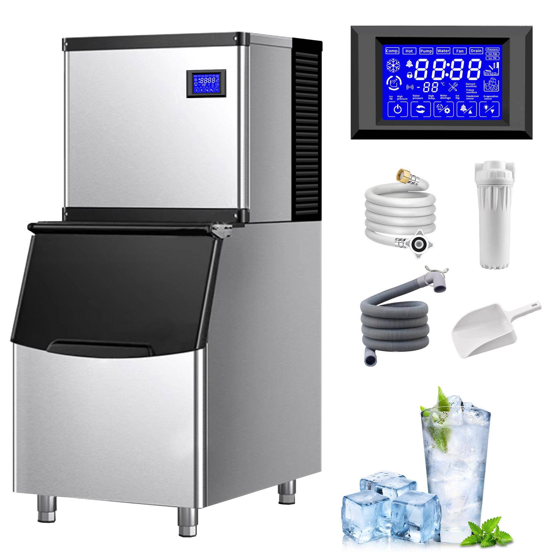 Icemake制冰机商用奶茶店大型制冰机分体式酒吧方冰支持跨境出口