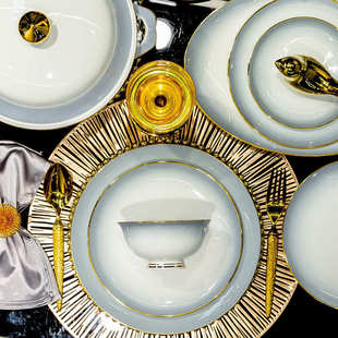 法兰晶陶瓷碗碟盘餐具套装 景德镇高颜值家用网红轻奢高档乔迁碗具