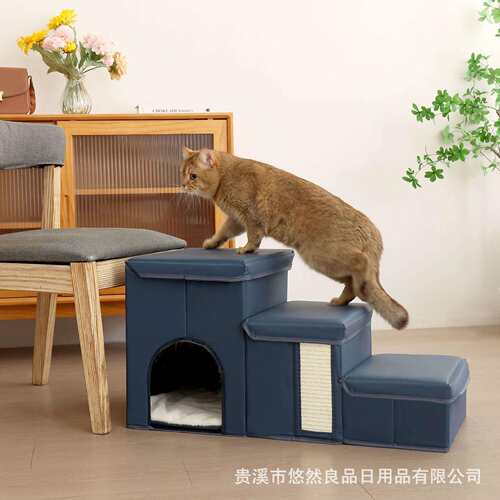 新款宠物爬梯猫狗台阶泰迪加厚海绵梯子可折叠猫狗楼梯科技布脚蹬