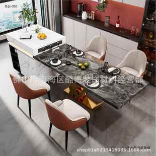 2205新款 中古风岩板岛台餐桌可伸缩一多体功能家用厅中岛GPI餐台