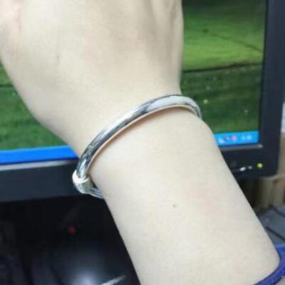 正品足银999手人纯银手镯女实心光绕丝足银大宝宝款工定制面民族