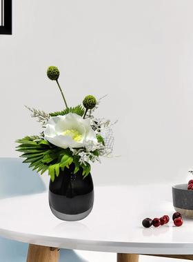 现代轻玻璃花器1190绿色花艺仿真绿植酒店奢面洽谈桌房客茶几桌小