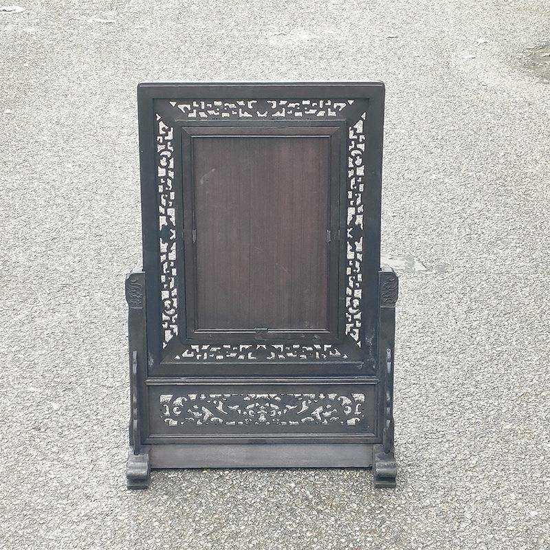 实木插屏瓷板画手绘山水屏风摆件古玩古董老物件家居中堂摆件