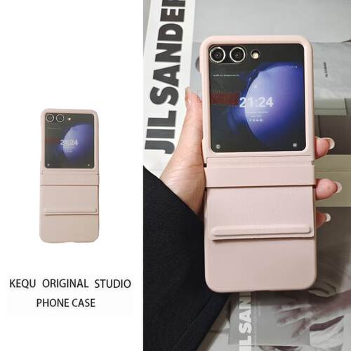 原装正品适用三星zflip5手机壳三星zflip6新款大视窗w24flip皮纹铰链全包保护套Flip5保护壳膜一体简约高级感