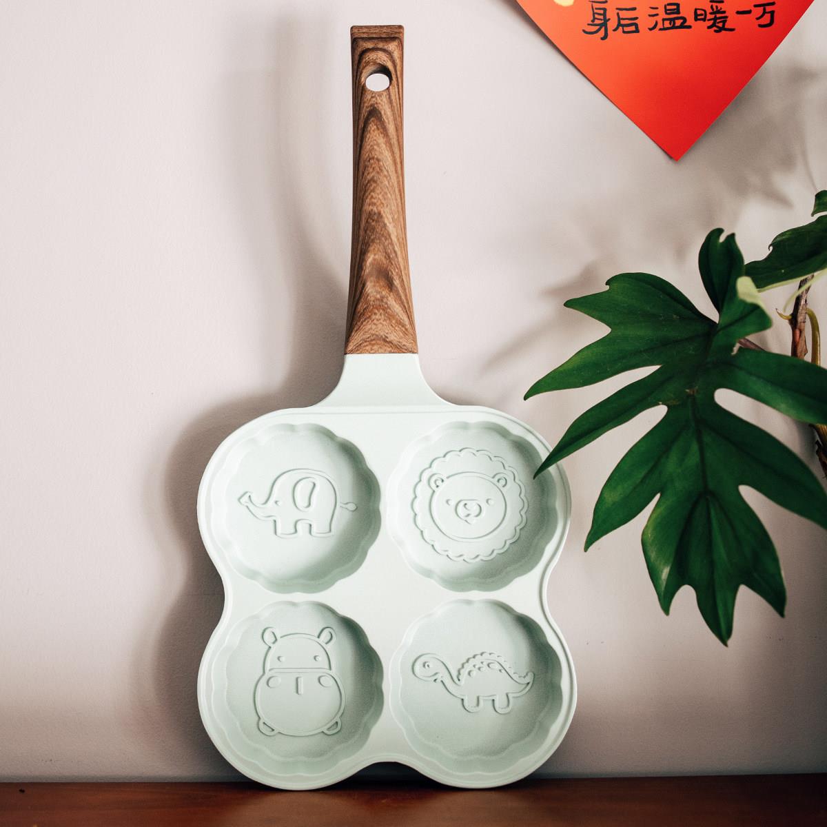 半宅四孔煎蛋平底锅不粘锅卡通图案鸡蛋汉堡早餐锅松饼模具煎饼锅