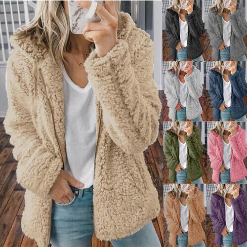 Women's hooded woolen top jacket