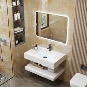 岩板家用浴室柜洗手台洗漱台洗手池台盆一体挂墙式 卫生间