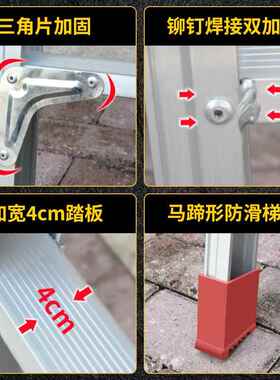 FUO铺加厚铝合金梯子直梯一字单阁面梯楼家用梯宿舍上下床爬梯梯