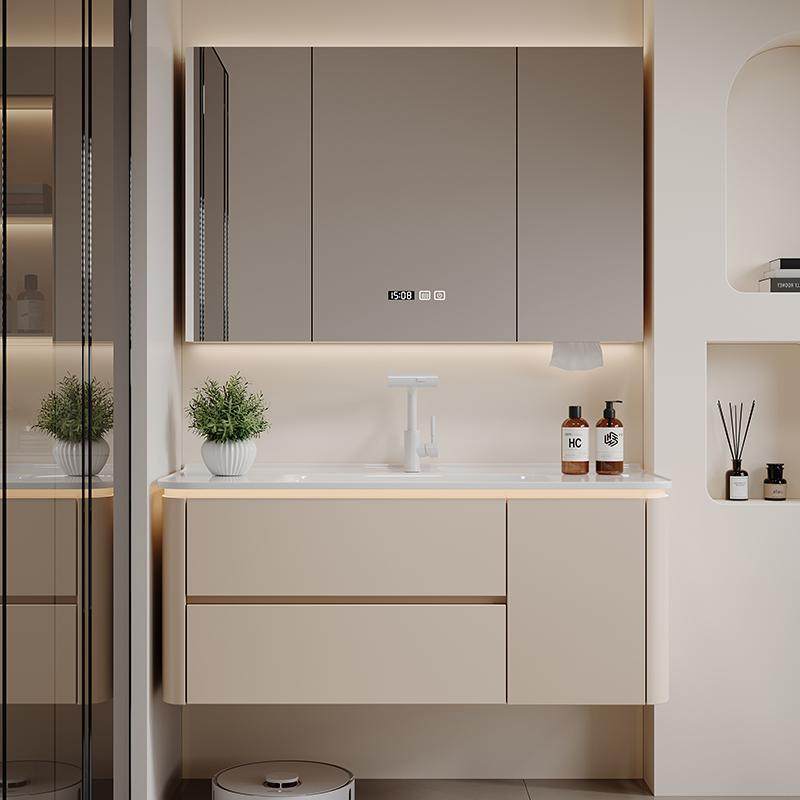 奶油风浴室柜陶瓷一体盆卫生间洗手盆柜组合洗漱台洗脸盆柜卫浴柜,家装主材,浴室柜组合,淘宝优惠券,粉丝福利购,淘宝优惠卷