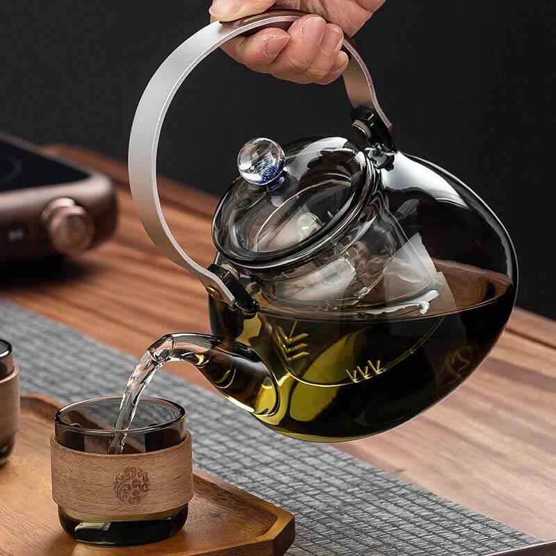 新款北美黑胡桃木实木电陶炉套装超薄耐热玻璃蒸煮茶器养生烧水壶