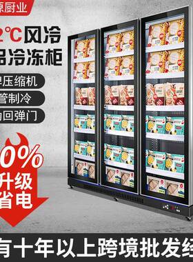 商用冷冻展示柜急冻肉类榴莲牛肉雪糕超市立式冷柜双玻璃门冰柜