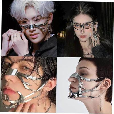 朋克外星人体面的鼻子机械面具Cosplay下巴哥特