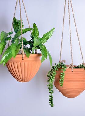 吊兰盆植物垂吊多肉花盆挂壁悬挂式墙上吊篮绿萝盆栽创意陶土吊盆