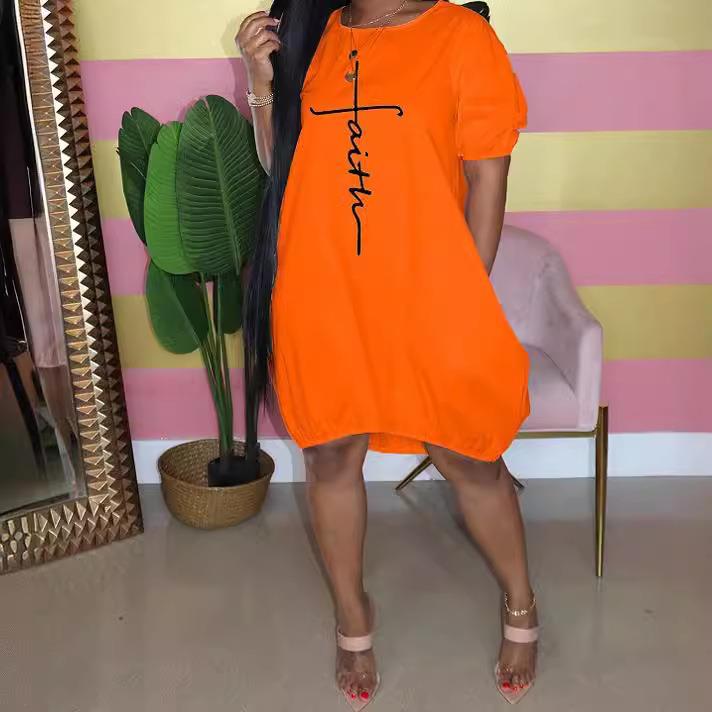Plus size women's heat transfer casual dress