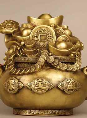 聚宝盆摆件铜元宝聚宝盆家用客厅办公室财位摆件存钱罐礼品