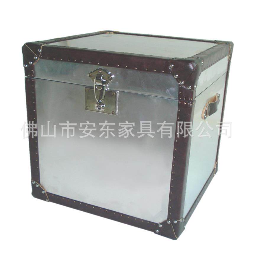 美式loft工业风家具创意复古铝皮茶几储物箱子茶几仿古做旧茶几桌