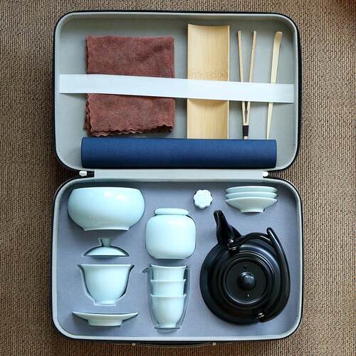 德化白瓷功夫茶具组 中式陶瓷盖碗茶具 家用旅行皆宜