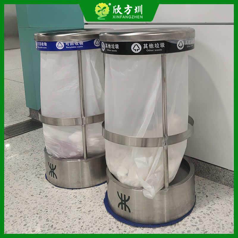 深圳地铁站轨道交通组合式分类不锈钢垃圾桶防爆透明金属果皮箱