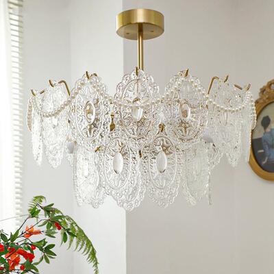 后现珍代法式复玻古璃351吊灯美式客厅璃玻灯卧室餐厅珠水晶新款