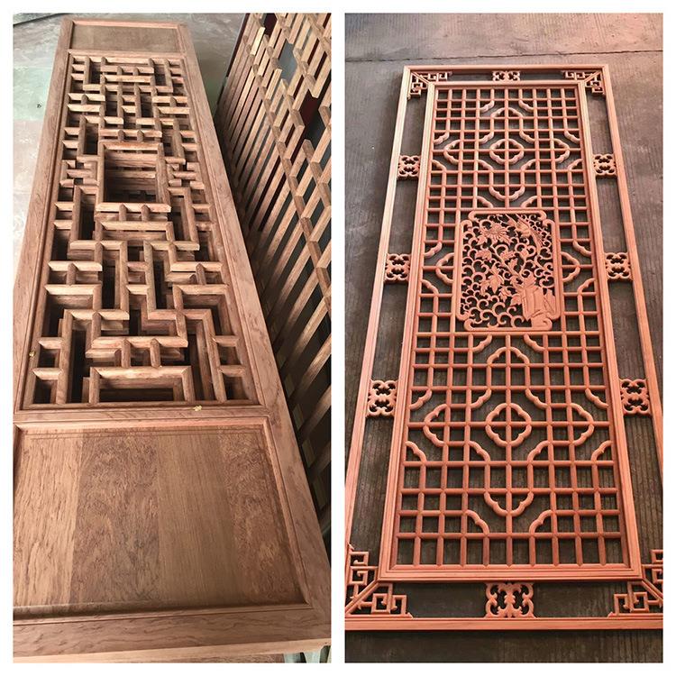 来图制作实木花格门窗隔断式屏风别墅摆件建筑木门格栅窗户花窗