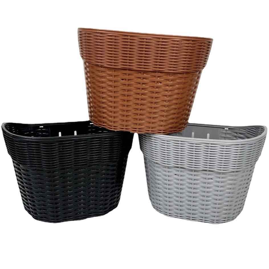 新款塑料车篮 复古车筐 自行车车篓自行车菜篮子电动车筐刀螂车筐