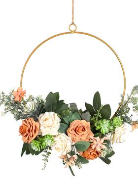 春夏仿真复古花千玫层瑰礼大40cm-复铁艺壁挂家居婚装饰门挂