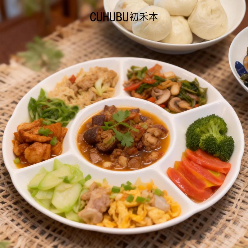 陶瓷风车蒸盘婴儿宝宝副食品一锅蒸分格盘水饺盘卤味盘减脂早餐盘
