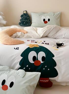 被洋10517气可卡儿童全棉水洗棉四件套刺绣通立体床上纯棉套爱送