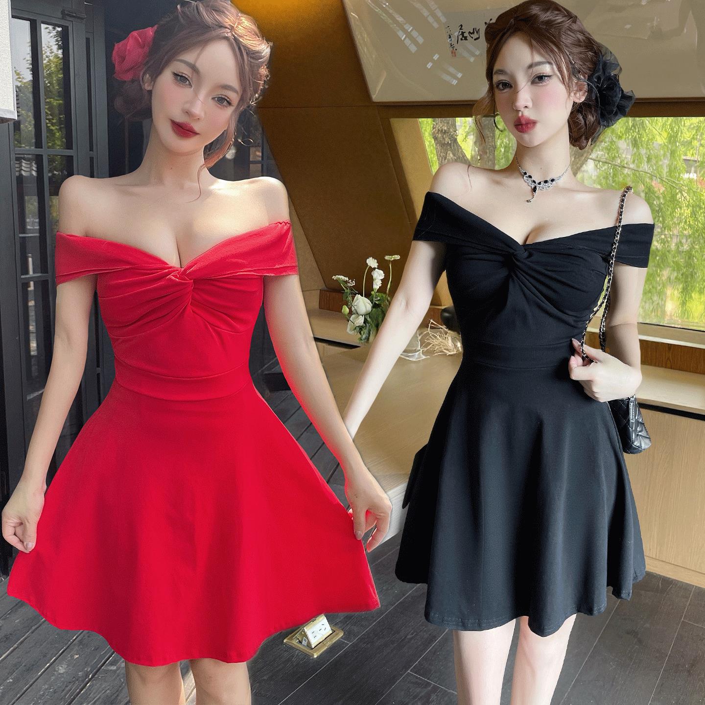 夜店女装新款性感连衣裙低胸露背足浴按摩会所工作服收腰显瘦短裙