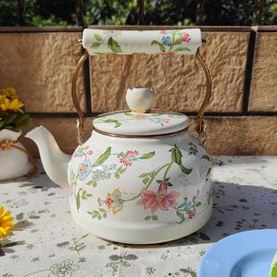 出口加厚搪瓷烧水壶凉白开 水壶明火电磁炉黑晶炉通用熬药壶家用