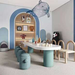 售楼处儿童区桌椅组合娱乐手工绘画学习桌儿童早教培训机构阅读区