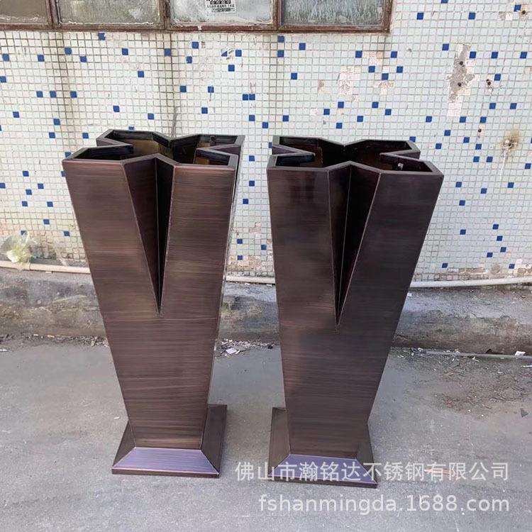 W形特色花箱 现代豪华装饰电镀花瓶 北欧创意花园花盆 园林播种用