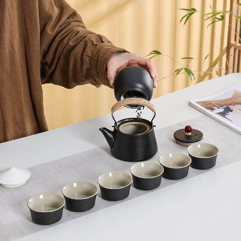 黑陶功夫茶具家用中式简约提梁茶壶茶杯高档礼盒套装公司活动礼品