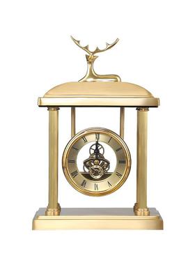 美式黄铜座钟黄铜轻奢摆件家居客厅餐厅卧室酒店前台软装饰品