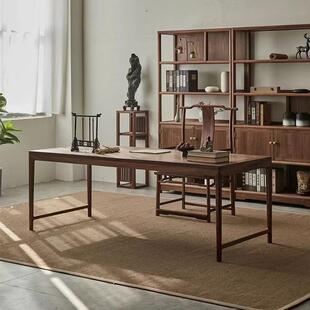 需定制新中式北美黑胡桃木书桌椅组合宋式美学书法桌国学桌画案茶