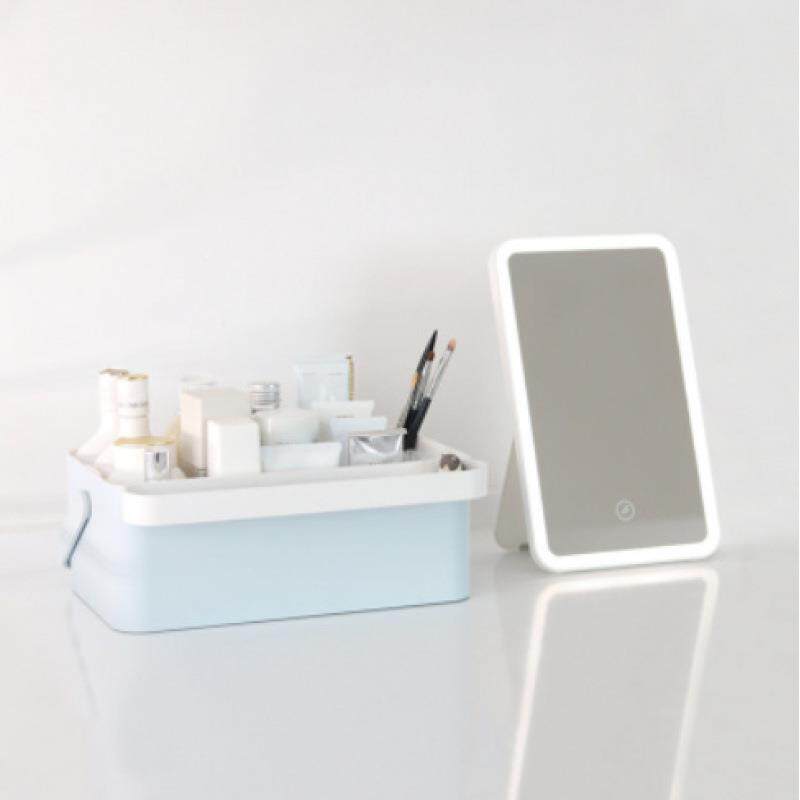 大盒子化妆镜 led补光平板收纳网红差旅桌面化妆镜收纳盒简约时尚