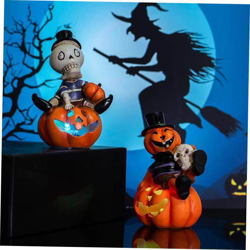 2pcs Halloween decoration Skull flash jack-o -lantern props