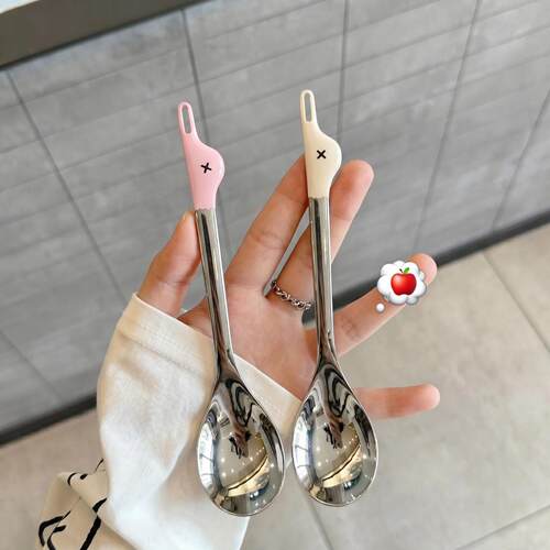 04品不锈钢西瓜勺冰激甜勺可爱鸭创意家凌用餐具儿童吃汤饭匙子