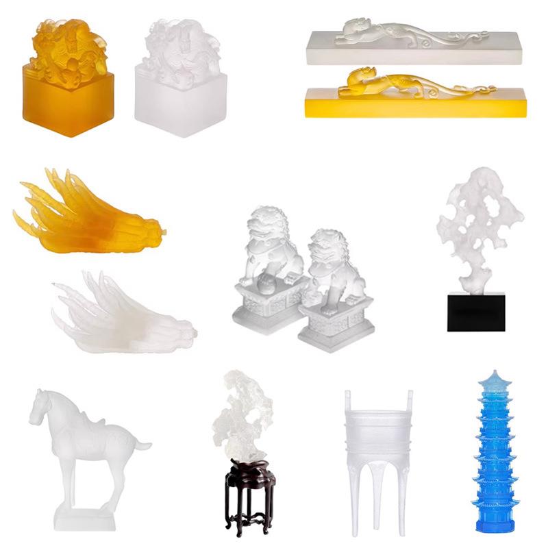 新中式现代磨砂水琉璃玉玺镇纸摆件样板房间博古架书房佛手装饰品