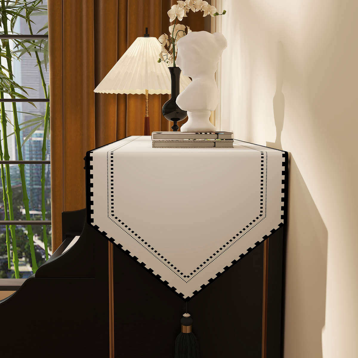 简约现代钢琴桌旗高档钢琴罩轻奢高级半包防尘罩电钢琴电子琴盖布