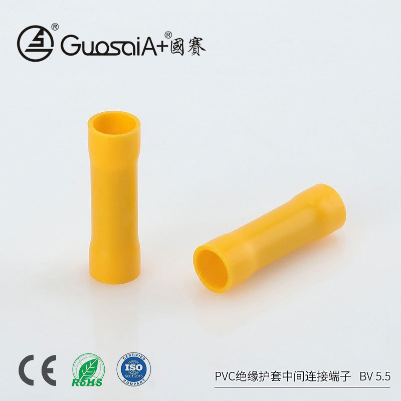 冷压接线电缆紫铜管型端头 5.5冷压全绝缘护套中间连接端子