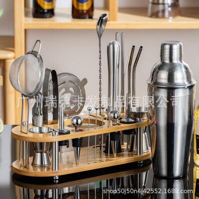 新款入门级不锈钢调酒器件套波士顿鸡尾酒调制工具三段摇壶全套
