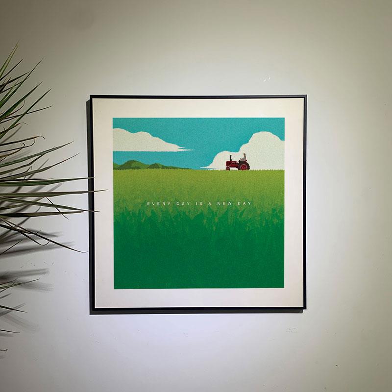 Every day is a new day极简装饰画芯红色建筑小众艺术客厅无框画