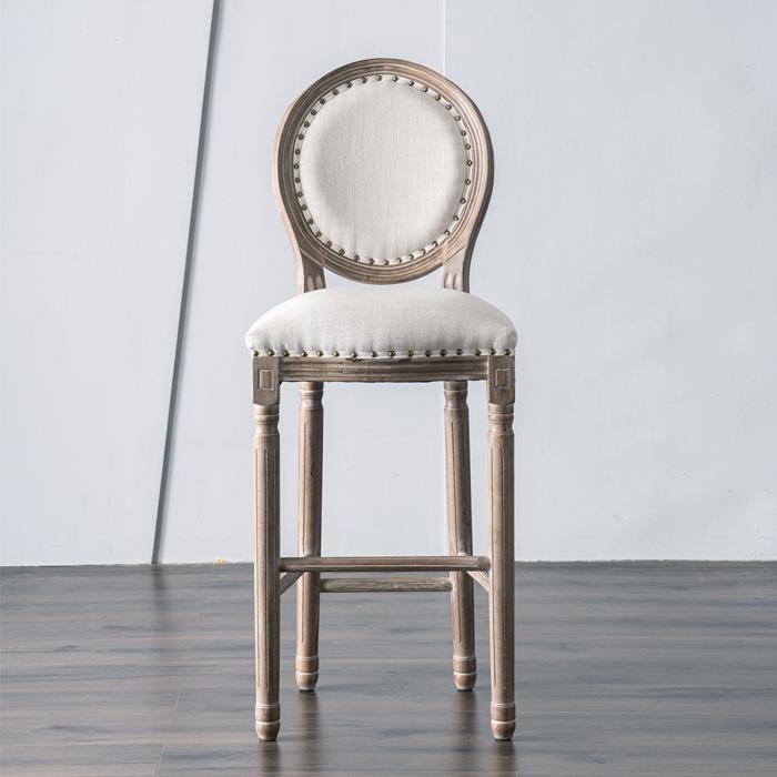 美式脚实木DLU吧古椅仿吧台椅藤家用欧式复古靠背酒吧椅高椅编高